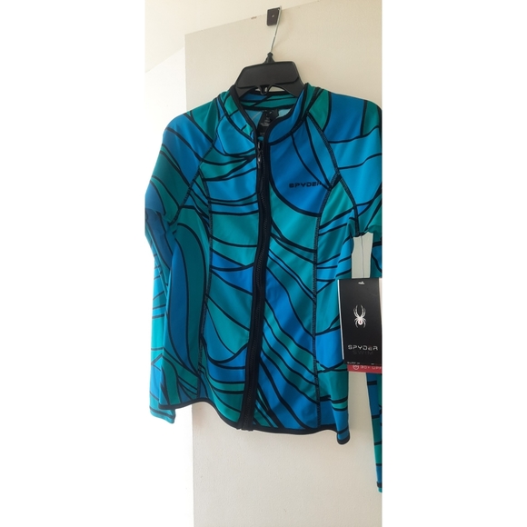 SPYDER  FULL ZIP RASH GUARD LONG SLEEVE SWIM COVER UP UPF 30 + - Picture 4 of 8